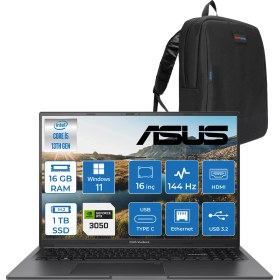 Resim Asus Vivobook 16X K3605VC-RP461 Intel Core I5 13420H 16GB 1tb SSD RTX3050-4GB Windows 11 Pro 16" 144Hz Wuxga Taşınabilir Bilgisayar RP461P08 + Zetta Çanta 