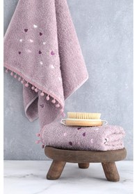 Resim Yoncagül Ponponlu 2li El Yüz Havlusu 50x90 - Lila 