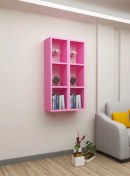 Resim Kitaplık Pembe Duvar Rafı İkili Takım Pembe 