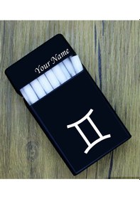 Resim Ikizler Burcu Kazıma Kişiye Özel Metal Sigara Tabakası Paketi 