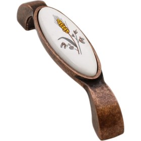 Resim Badem10 Süsen Çekmece Mutfak Dolap Kapak Kulpu Kulbu 128 Mm Antik Bakır Metal Kulp 