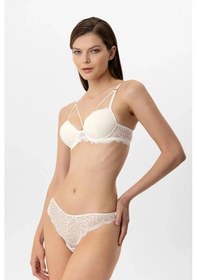 Resim Pierre Cardin Lingerie 4886 Kadın Soft Push Up Dantelli Sütyen Takım Ekru 