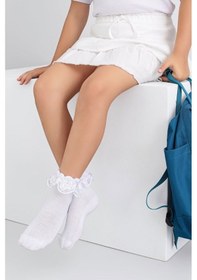 Resim Kız Çocuk Çorap Soket 2 Çift Beyaz-1887 Beyaz 