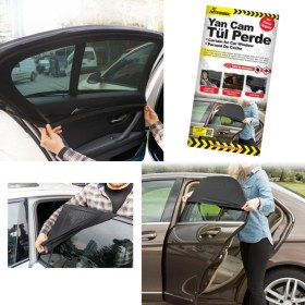 Resim PINUKS Yan Cam Tül Perde Siyah Kapıya Geçme Oto Aksesuar Premium 