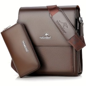 Resim Çift katmanlı tasarım Erkek çantası omuz çantası crossbody çanta iş çantası Erkek çantası günlük sırt çantası küçük çanta moda çanta seyahat ve iş için uygun 