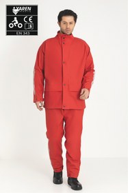 Resim Yaren CE belgeli Esnek Nefes Alır Dikişsiz Motorcu Yağmurluk Kırmızı 