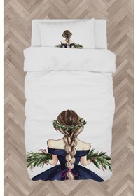 Resim Mekta Home Bebek Ve Çocuk Odası Örgülü Saçlı Çiçekli Kız Desenli Nevresim Takımı 