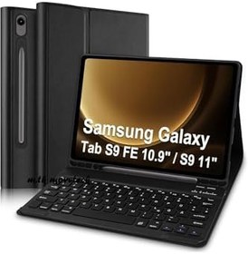 Resim M.TK moveteck Galaxy Tab S9 Fe Uyumlu 10.9 Kablosuz Kalem Bölmeli Bluetooth Türkçe Q Klavyeli Tablet Kılıfı, siyah, Tek Ebat, keyboard-s9fe-siyah 