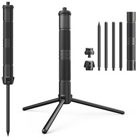 Resim Hangfox Alüminyum Kamping Işık Ve Kamera Tripodu, Dış Mekan Stendi, Gerekli Fonksiyonlar, 17 Cm Genişleyen Yükseklik 