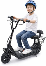 Resim Sportaj Harley Elektrikli Çocuk Scooter Oturaklı Sepetli Led Işıklı 7-11 Yaş 250 W 36V 