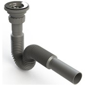 Resim Rekorlu Körüklü Lavabo Sifonu Paslanmaz 1.Sınıf Gri 