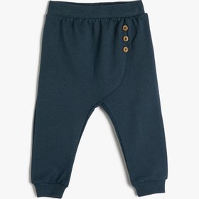 Resim Erkek Bebek Jogger Eşofman Altı Düğme Detaylı Beli Lastikli Pamuklu 