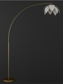 Resim Lotus Çiçeği Tasarımlı Eskitme Metal Modern Lambader -E27 Duy Uyumlu-Minimalist Dekoratif Aydınlatma Kremlambader 30 x 60 