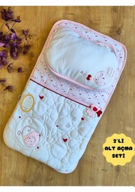Resim 2'li Pembe Kız Bebek Alt Açma Yastıklı Yenidoğan Alt Açma Minderi Organizer Bebek Yatağı 