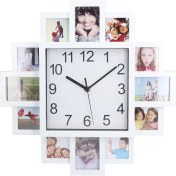 Resim 15.35IN Beyaz Fotoğraf Çerçevesi Duvar Saati Kendin Yap Çok Fotoğraflı Kişiselleştirilmiş Saat Ev Dekorasyonu Için (Yurt Dışından) 