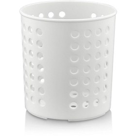 Resim Beyaz Plastik Silindir Dik Kaşıklık & Tezgah Üstü Düzenleyicii 