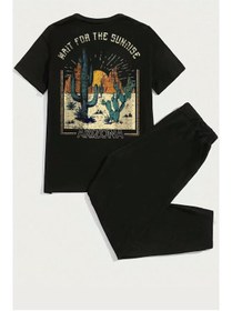 Resim classy moda Unisex Oversize Eşofman Takımı Kısa Kollu T-shirt Rahat Kalıp Günlük Spor Yazlık 