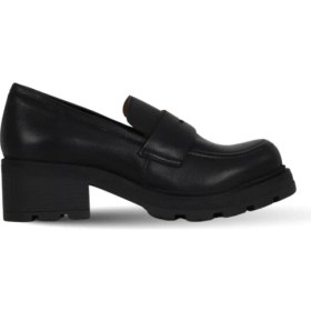 Resim Bueno Shoes Siyah Deri Kadın Dolgu Topuklu Ayakkabı 01WF0800 01WF0800 