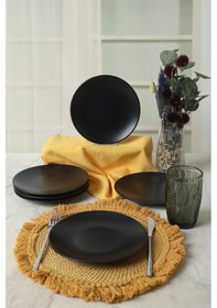 Resim Keramika Mat Siyah Ege Pasta Tabağı 20 Cm 6 Adet 956 Siyah 