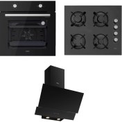 Resim Silverline Esty Ankastre Siyah Cam Set (ACO5601B01 + 6601B02 + 3480) 