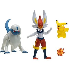 Resim Pokemon Battle Aksiyon Figür Ve Figür 3'lü Set Pikachu & Cinderace & Absol Pokemon 