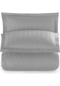 Resim Pierre Cardin Çizgili Saten Nevresim Takımı Çift Kişilik Voyage Gri 