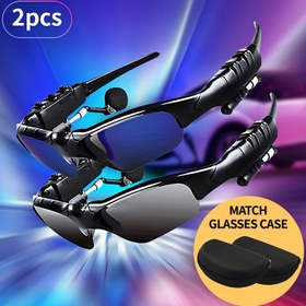 Resim 2 adet/3 adet Açık Hava Kablosuz Akıllı Gözlükler Kablosuz Kulaklıklar Arama ile, Kablosuz 5.0 Çok Fonksiyonlu Stereo Kablosuz Gözlükler Dinleme ve Konuşma için 