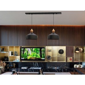 Resim Ikili Köşeli Siyah Sarkıt Lamba Yemek Masası Oturma Odası Mutfak Salon Otel Showroom Pastane Siyah 