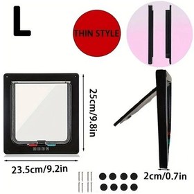 Resim Willowhaven Siyah L İnce Kesit 4 Yönlü Kilitli Kedi Kapısı, İç Ve Dış Kapılar İçin, Su Geçirmez 