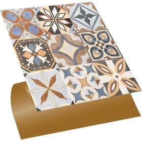 Resim Kendinden Yapışkanlı Karma Afrika Desenli Pvc Karo 30X30 cm (33 Adet) 3m2 