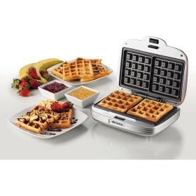 Resim Ariete Party Time Waffle Makinesi 700 W Güç İkili Kare Yüzey Kırmızı Renkli Tasarım 