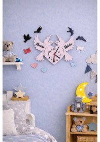 Resim Genç Kız Odası Duvar Saati Kuş Temalı Kişiye Özel No 10026 Çok Renkli 