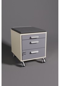 Resim Creo Mobili Çekmeceli Kilitli Tekerlekli Vega Keson, Oturulabilir Ofis Ve Ev Komodini, Ekru/antrasit 