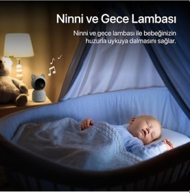 Resim Akıllı Bebek Kamerası ve Hava Temizleyici Gece Lambalı 
