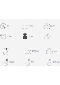 Resim Gülormanürünleri Hts 099 20 Lik Dar Sabit Teker (4 Adet) 