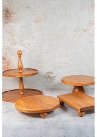 Resim Justwood 4'lü 2 Katlı Kek Standı 25 CM Pastalık 25 CM Risus 