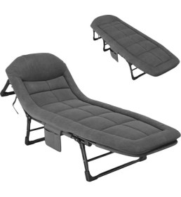 Resim Belirtilmemiş SN-24922 Taşınabilir Ayarlanabilir 5 Kademe Sünger Kamp Yatak Şezlong (Koyu Gri) 
