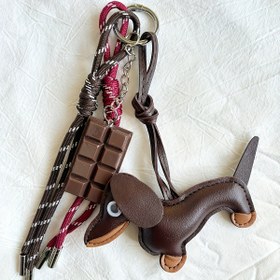 Resim Sevimli Dachshund Köpek Beyzbol Çantası Süsü - Sevimli Karikatür PVC Dokuma İp Aksesuar 