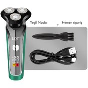 Resim Sınır Ötesi Şarj Erkek Elektrikli Tıraş Makinesi Üç Başlı Su Yıkama Tıraş Makinesi Elektrikli Üç Başlı Bağımsız Almanya Uygun Yeşil 