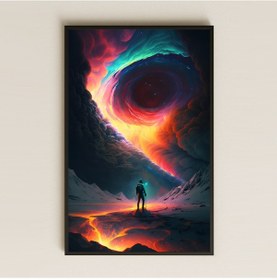 Resim Kozmik Girdaba Bakan Astronot Pleksi Tablo - Bilimkurgu Rüya Manzara Dekoru 