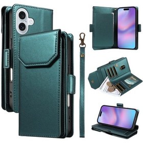 Resim iPhone Uyumlu 17 Çok Kartlı Cüzdan Cilt Telefon Kasası İçin Yeşil 