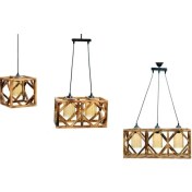 Resim Zuhal Aydınlatma Doğal Ahşap Baklava 3'lü Set 