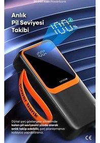 Resim Simex 30.000 Mah Powerbank 30000 Mah Ekranlı 22.5w Pd Hızlı Şarj Fenerli Kablolu Type C Lighting Renkli 