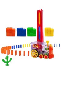 Resim Domino Taşı Dizen Pilli Tren - Renkli Domino Taşları Dizen Tren 