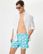 Resim Koton Deniz Şortu Kaplumbağa Baskılı Cepli Beli Bağcıklı Mavi Desenli 4sam00020mw 