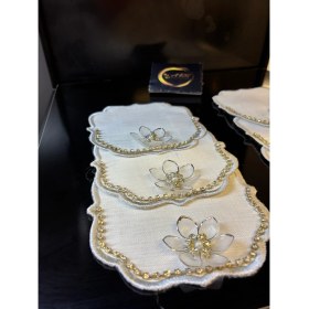 Resim ARS Home Decor 6'lı Taşlı Kokteyl Peçetesi, Gümüş Sunum Peçetesi 