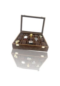 Resim RichBox 15'Li Saat Kutusu Süet Kahverengi 