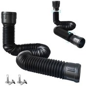 Resim Willowhaven Esnek Yağmur Suyu Drenaj Uzatma Sistemi - Bükülebilir Oluk Uzantısı, 18,5-62 Inç Siyah Yuvarlak 