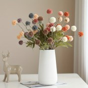 Resim Sonbahar Rengi 5 Başlıklı Karahindiba Avrupa Tarzı Simülasyon Çiçek Kumaş Çiçek Yapay Çiçek Dekorasyon Süs Çim Topu Hortensia Topu Dikenli Top Masa Tenisi Krizantem 
