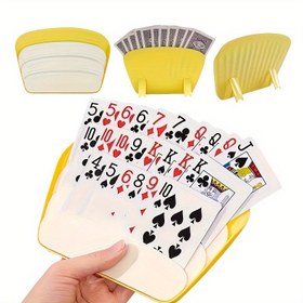 Resim 1 adet Sarı PVC Oyun Kartı Tutucu, Dayanıklı Plastik Oyun Kartları ve Kağıt Oyun Aksesuarı, Elektrik Gerektirmez, Aile Toplantıları ve Partiler için Mükemmel, Evrensel Tatil Hediyesi, Parti Oyun Aksesuarı|Çok Yönlü Kart Tutucu|Kaliteli El Sanatları 